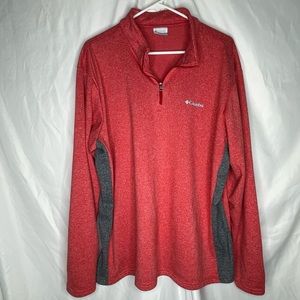 Columbia Watermelon Pink Gray Side 1/4 Zip Pullover Casual Fleece Jacket XL